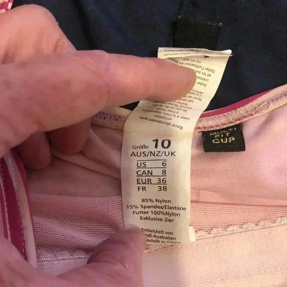 Bond-eye one piece bathing suit.  Pink and white pinstripe.  Size 6 - Picture 6 of 7